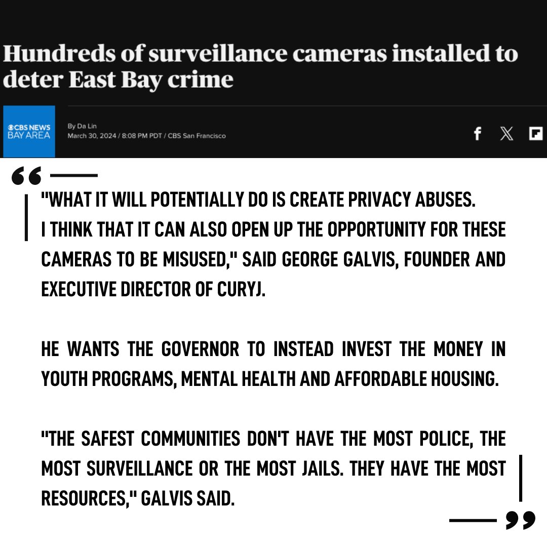 @KPIXtv covered opposing views on the installation of 500 new cameras in Oakland and along East Bay freeways. Community activists sounded out against community surveillance which inevitably leads to a return of over-policing of Black and Brown communities.