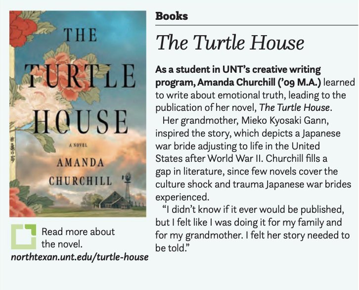 Thank you @NorthTexan for this wonderful mention in the spring issue! And special appreciation for @JessicaDeLeonTX for her interest in this novel. 🏡🐢💚