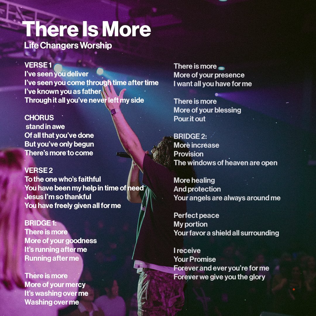 lcwrshp's tweet photo. These lyrics are on repeat ALL this week 🔁
What’s your favorite lyric from There Is More? 🤔 https://t.co/J9IU27gi82