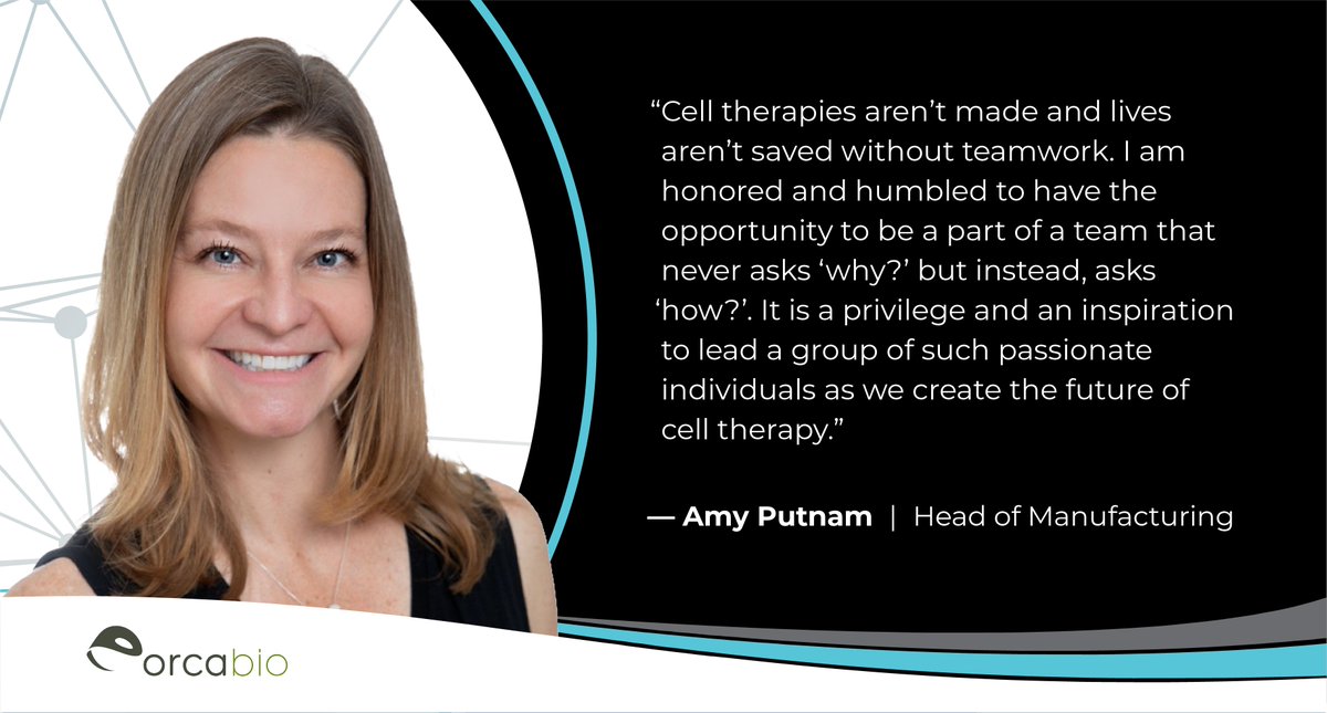 OrcaBio's tweet photo. At Orca Bio, our people are motivated by a deep commitment to our mission. Amy Putnam, our Head of Manufacturing, explains how this passion drives our team each day toward our ultimate goal of transforming #celltherapy for patients.
Learn more about life on #TeamOrcaBio: https://t.co/jGdgeArH7m
