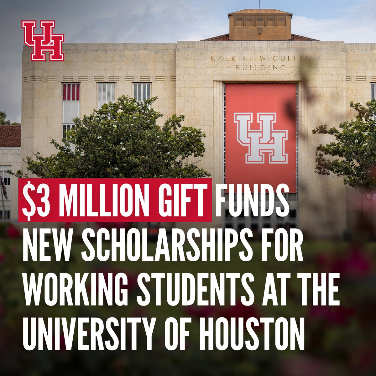 Funded by an anonymous donor, the scholarship award for full-time, working students will be $4,000 per academic semester, or a maximum annual award of $8,000. More details and requirements here: uh.edu/news-events/st…