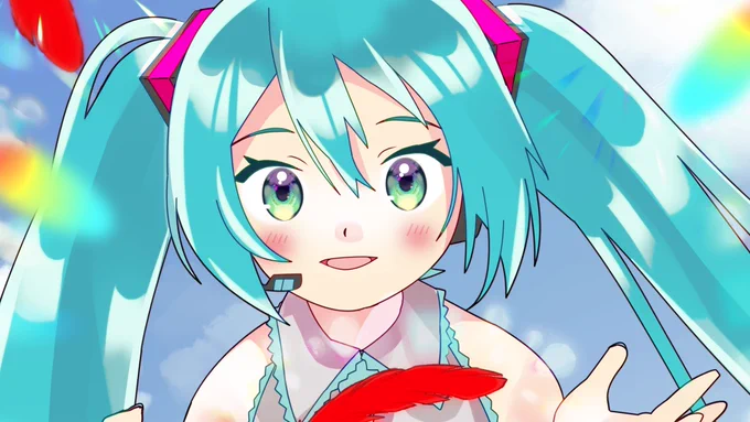 応募したイラストのミクさんお顔アップ表情がお気に入り 