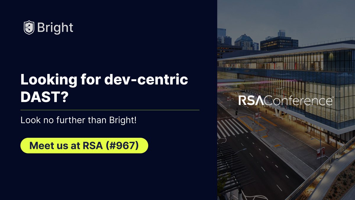 🚀Join the Bright team at #RSAC! Stop by our booth #967 or schedule some 1:1 time with our team: bit.ly/3xviiT2 🤝 Register for FREE with a complimentary expo pass: bit.ly/49iHjOF Invitation Code: 52EBRIGHTSCXP #RSAConference #applicationsecurity