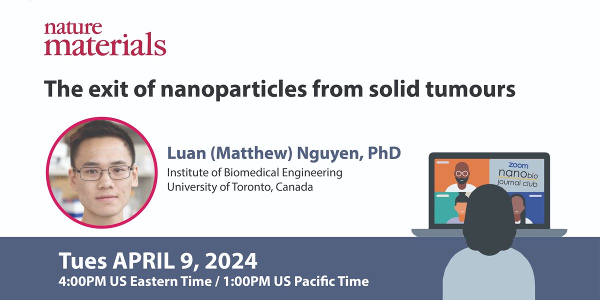 Wilson Poon (@wilsonpoon) on Twitter photo π’π’π’ Here's our April #NanoBio journal club meeting info!
ποΈ Tues Apr 9, 4pm US Eastern / 1pm US Pacific
π£οΈ Luan (Matthew) Nguyen, PhD (<a href="/TheChanLab/">The Chan Lab</a>, <a href="/bme_uoft/">Biomedical Engineering @ University of Toronto</a>)
π nature.com/articles/s4156β¦
π°οΈ tinyurl.com/NanoJCApr2024
Open to all, register above! βοΈπ»βοΈπ»βοΈπ»
cc: <a href="/ShreySindhwani/">Shrey Sindhwani</a> π’π’π’ Here's our April #NanoBio journal club meeting info!
ποΈ Tues Apr 9, 4pm US Eastern / 1pm US Pacific
π£οΈ Luan (Matthew) Nguyen, PhD (<a href="/TheChanLab/">The Chan Lab</a>, <a href="/bme_uoft/">Biomedical Engineering @ University of Toronto</a>)
π nature.com/articles/s4156β¦
π°οΈ tinyurl.com/NanoJCApr2024
Open to all, register above! βοΈπ»βοΈπ»βοΈπ»
cc: <a href="/ShreySindhwani/">Shrey Sindhwani</a>