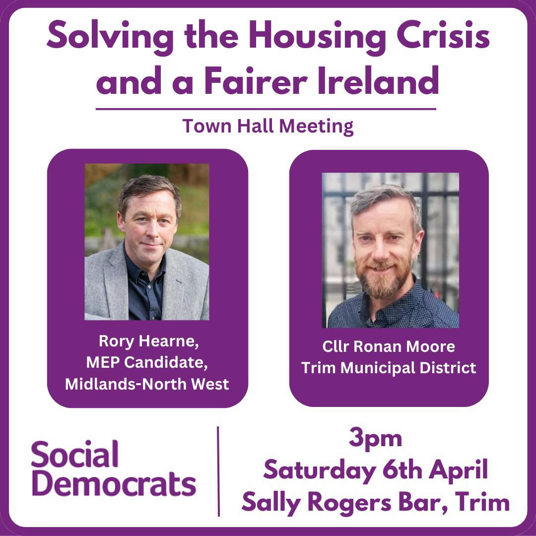 Rory Hearne (@roryhearnegaffs) on Twitter photo County Meath's #HousingCrisis
24,433 adults stuck living in their parental home
Yet not one affordable cost rental home built in Meath in 2023 &
just 70 affordable purchase homes built.
Join us this Saturday 3pm to discuss the crisis & solutions
With <a href="/RonanMooreSocD/">Ronan Moore for Meath West</a> <a href="/SocDems/">Social Democrats</a> County Meath's #HousingCrisis
24,433 adults stuck living in their parental home
Yet not one affordable cost rental home built in Meath in 2023 &
just 70 affordable purchase homes built.
Join us this Saturday 3pm to discuss the crisis & solutions
With <a href="/RonanMooreSocD/">Ronan Moore for Meath West</a> <a href="/SocDems/">Social Democrats</a>