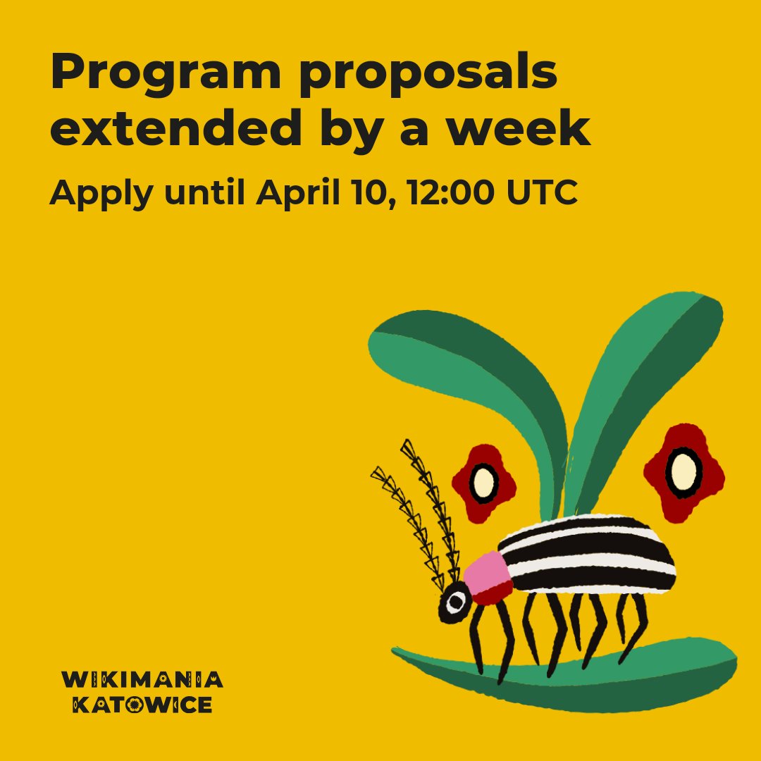 🕒 Are you rushing your #Wikimania2024 program proposal last minute? You're not the only one. We've decided to extend deadline by a week. Over 150 people already made their submissions, make sure to join them by April 10, 12:00 UTC! tr.ee/7M0YThwuxS