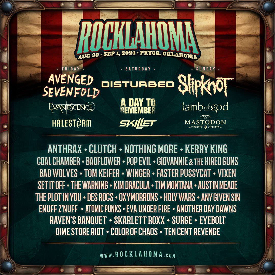 MeegsOfficial's tweet photo. We are thrilled to be a part of this amazing line up at @rocklahoma 2024! Oklahoma… it’s time to get loco! 🤪

🎟️ Passes will be on sale Friday at Noon CT
🔗 https://t.co/5Vp4aG3aqi
 
LFG! #ROCKLAHOMA

#coalchamber #numetal #spookycore https://t.co/DRn6XweS23