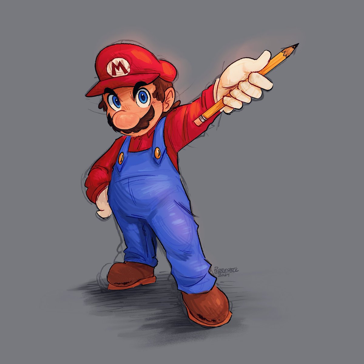 mario solo looking at viewer short hair blue eyes simple background shirt brown hair  illustration images