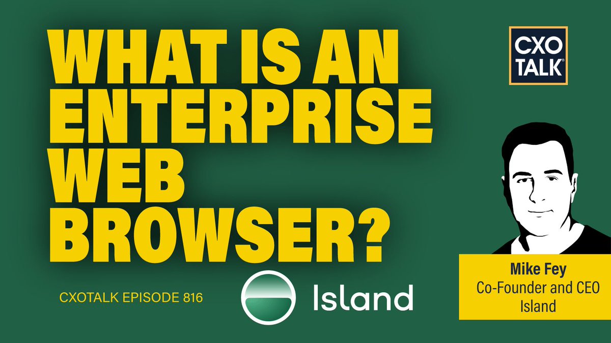 An enterprise browser's ability to keep data in the application rather than transmitting data to the endpoint makes penetrating that endpoint less valuable. -- Mike Fey, CEO @Island_io cxotalk.com/episode/what-i… #CXOTalk #CSO #CISO #IT #EnterpriseBrowser #Cybersecurity #Browser