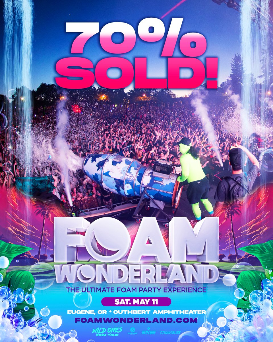 A wet and wild adventure awaits! 🌊 This years Foam Wonderland is right around the corner and we’re 70% SOLD OUT!! Don’t miss out — Round up the squad and let’s turn up! 🔥🙌🏽