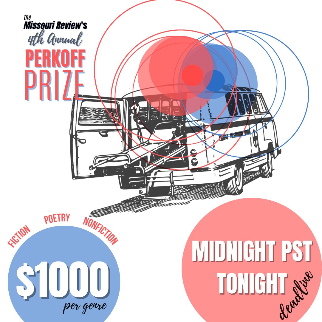 Writers of the internets: this is the last day to enter the 2024 Perkoff Prize from @Missouri_Review. Send your best stories, poems, or essays (or all three or any two: multiple genre entries are invited) engaging with health and medicine. Learn more here: missourireview.com/contests/perko…