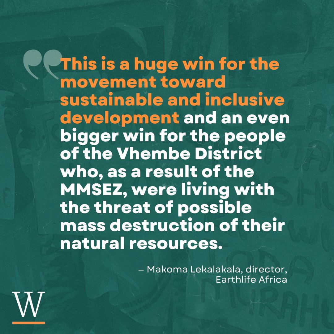 🎉 BIG WIN! WGF grantee @Earthlife_JHB is celebrating the #UNDP recommendation of withdrawal from MOU with the Musina-Makhado Special Economic Zone (MMSEZ), an industrial zone that would destroy near-pristine natural and sacred lands. Follow @Earthlife_JHB for updates!