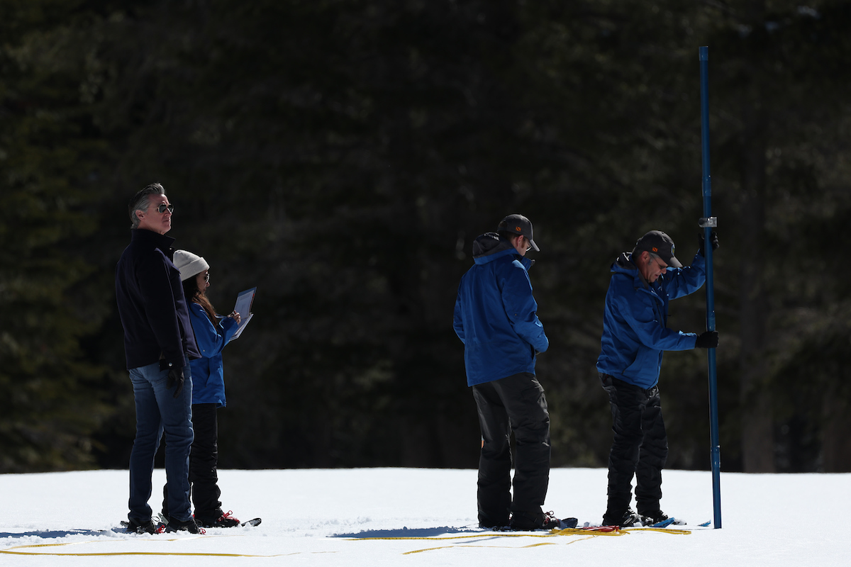 DWR today conducted the fourth Phillips Station snow survey of the season. The manual survey recorded 64 inches of snow depth and a snow water equivalent of 27.5 inches, which is 113 percent of the 4/1 average to date for this location.
