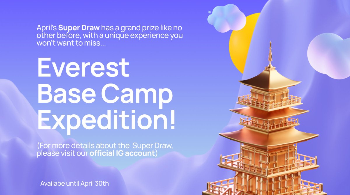 Get ready for an adventure because this month we will be gifting 🎁 an Everest Base Camp Expedition 🗻🏕️! How it works: ✅️Check your daily step goal ✅️Hit the target and scratch your daily scratch card ✅️Find out what you won. You can unlock prizes everyday! #Sweatcoin