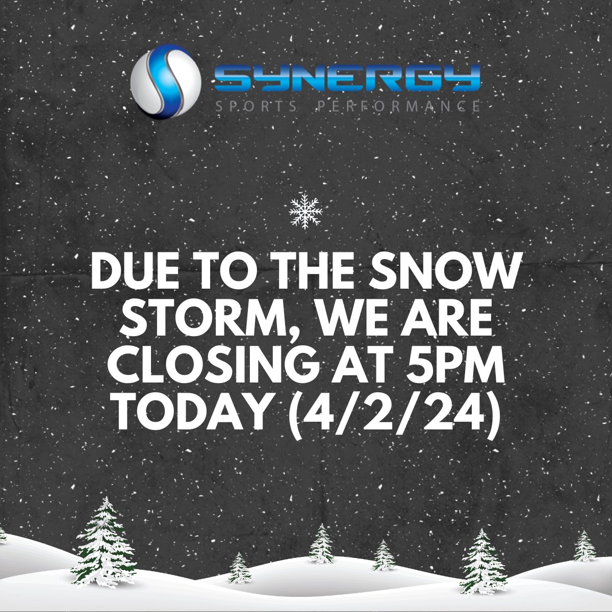We will monitor the weather to determine when we can open Wednesday.