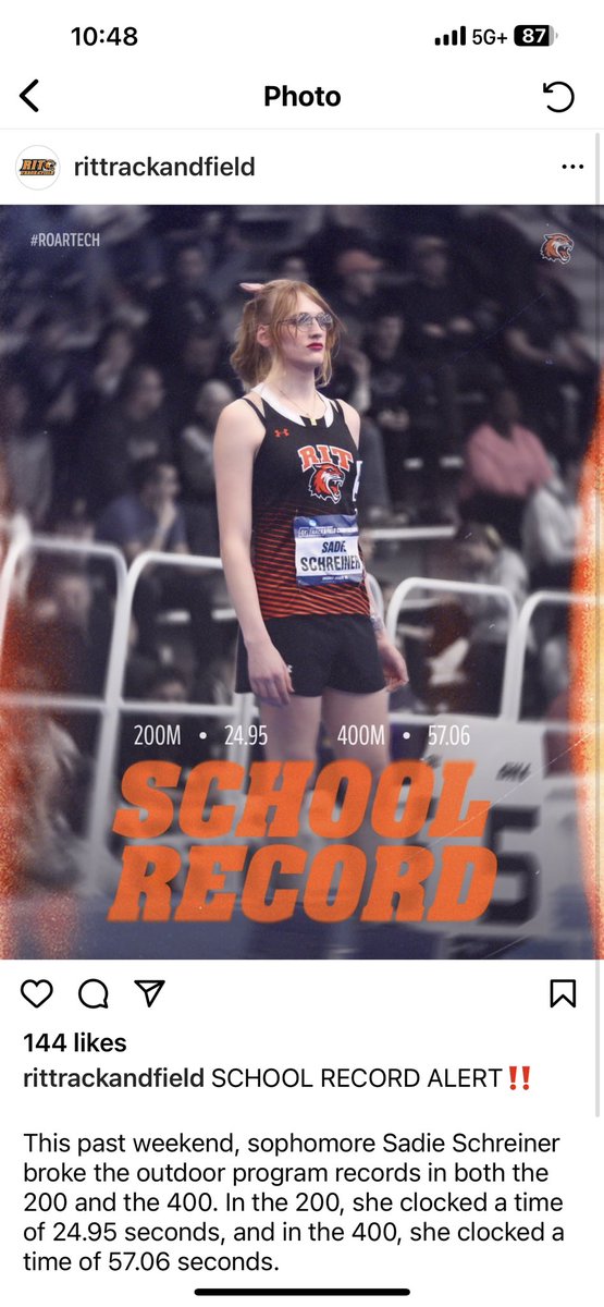 Women continue to be discriminated against on the basis of our sex, which is in total violation of Title IX as it stands. Anddddd this is ✨precisely✨ why we're suing the NCAA Any women's record a man holds is not a woman's record at all