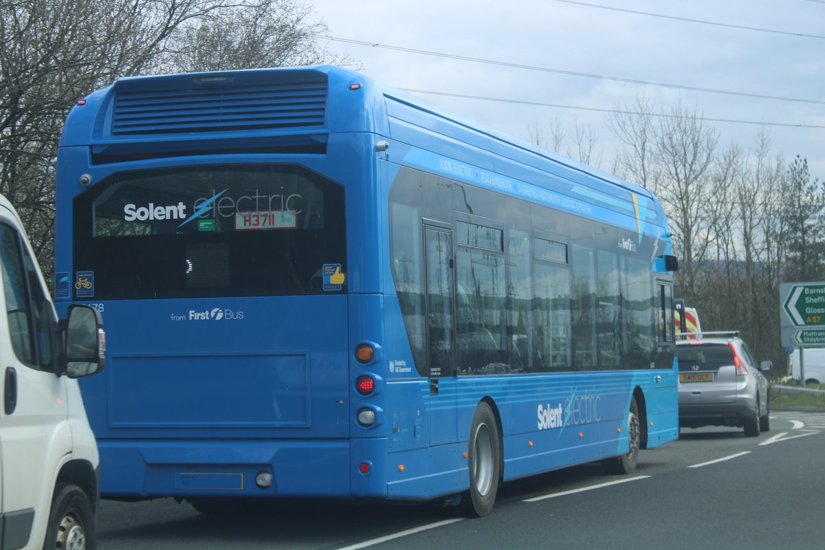 First Solent New Wright GB Kite Electroliner on the M67 at Manchester on trade plates heading somewhere