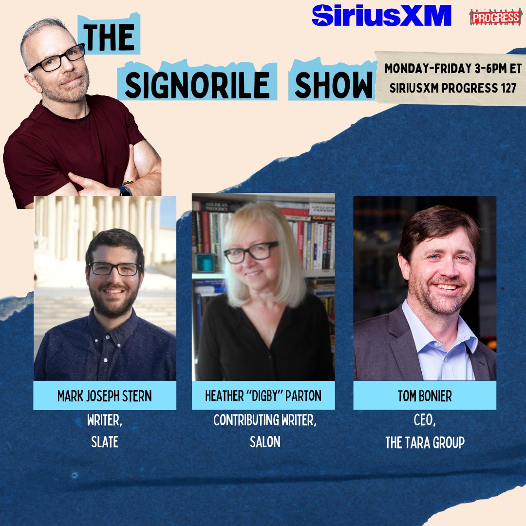 ‼️On Today's @MSignorile Show‼️ @MJS_DC of @Slate @digby56 of @Salon @TBonier of @TheTara_Group 🔊Listen Here: SiriusXM.us/Signorile 📞Join the Conversation: 866-997-4748