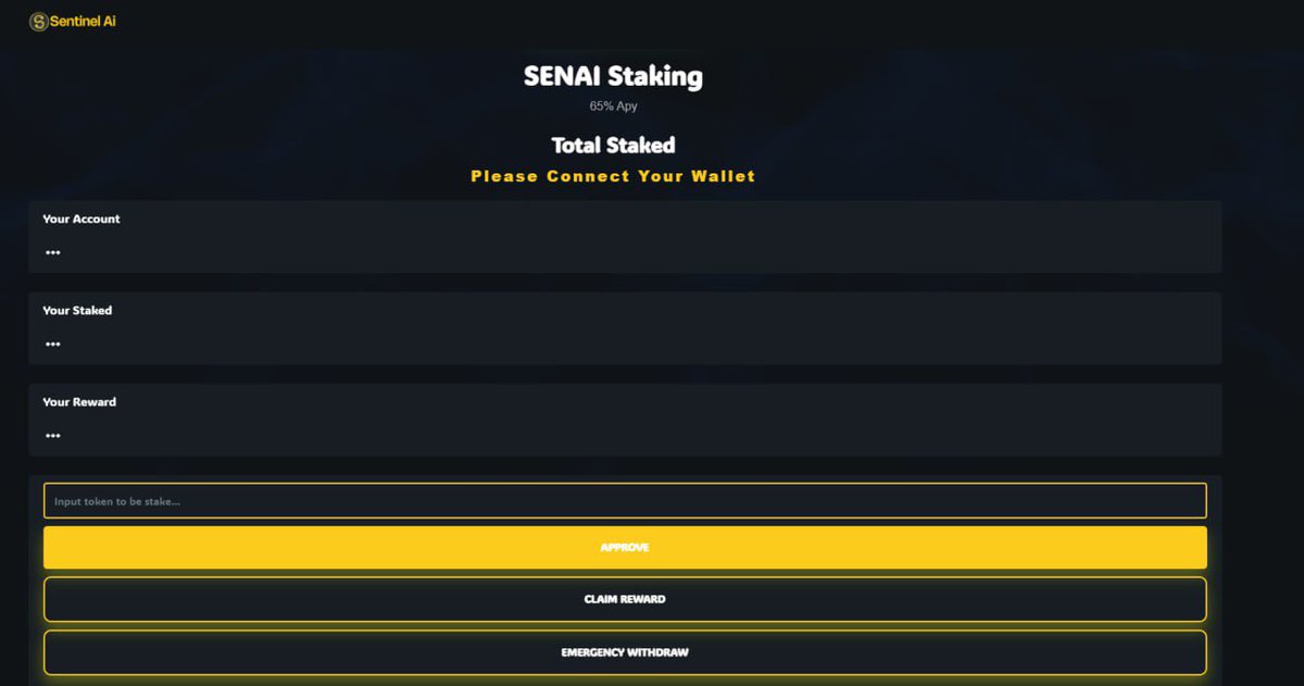 Staking for Sentinel AI is now LIVE! 

We're thrilled to introduce our staking program allowing you to earn rewards

Here's what you need to know:

📆 Lock Period: 7 days
💰 Annual Percentage Yield (APY): 65%

Link : sentinel-ai.vip