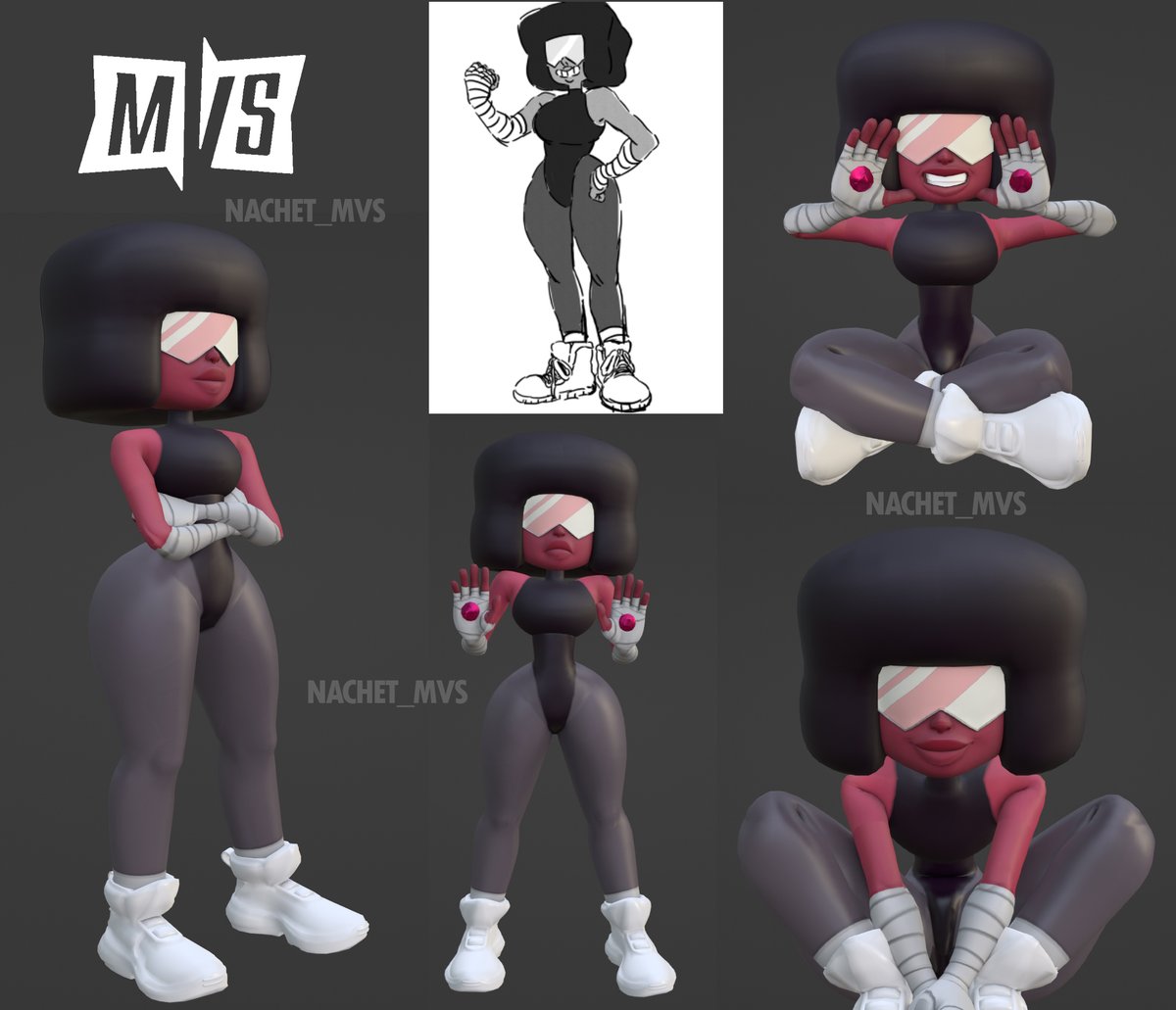 I've been playing around with Garnet's model and I made a variant based on this art by Leiana Nitura Hope you all like it! #Multiversus #StevenUniverse