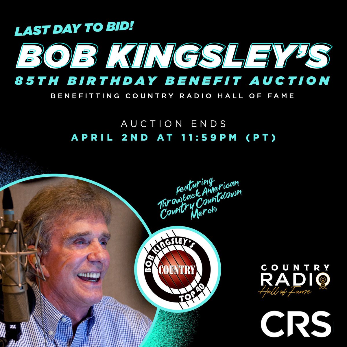 Place your final bids, today is the last day of Bob Kingsley's Birthday Benefit Auction featuring one of a kind plaques from @TaylorSwift, @TobyKeith, @GarthBrooks, and more! Bid now until 11:59PM PT at countryradioseminar.betterworld.org/auctions/bob-k…