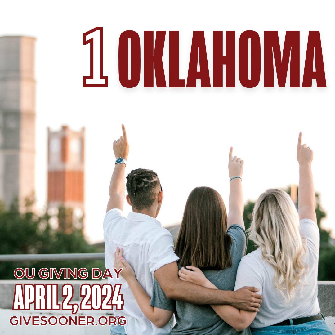 𝐓𝐨𝐠𝐞𝐭𝐡𝐞𝐫, we're creating endless possibilities for the future of the #OUFamily. ☝️ There's still time to enrich the OU experience and make a difference in the lives of our students! Consider giving today! 🔗 givesooner.org #OUGivingDay | #LeadOnOU