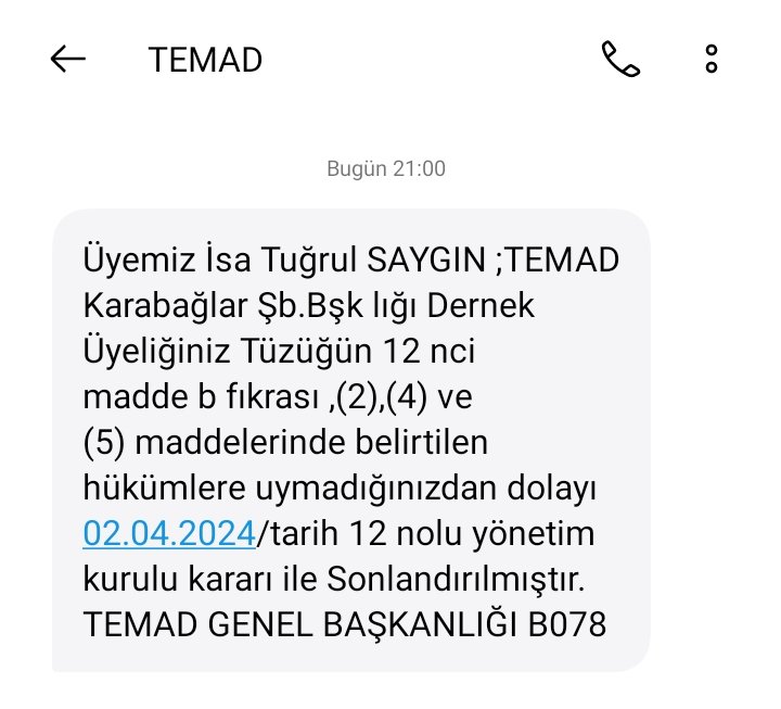 Başkan yardımcımızın üyeliği genel merkez kararı ile sonlandırılmıştır. Üçüncü kişilere duyurulur.  <a href="/temadankara/">TEMAD Genel Başkanlığı</a> #AstsubaylarıDuyun #AstsubaylarHakMücadelesinde #Astsubaytabanhareketi