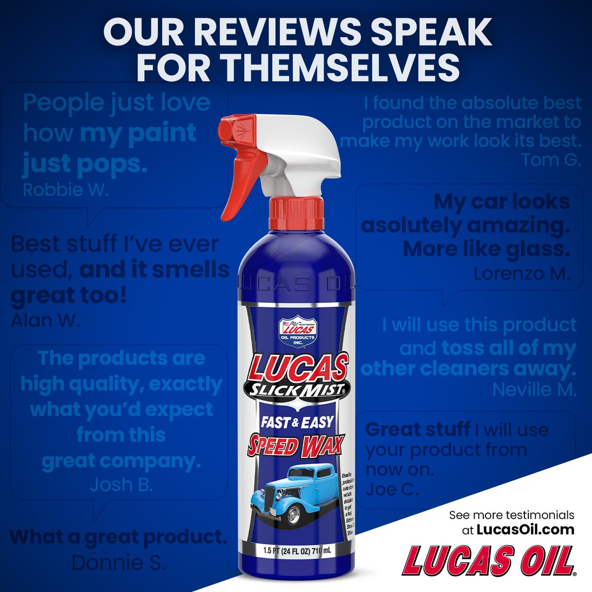 Lucas_Oil's tweet photo. 🚙 Happy Car Care Month! ✨

🫧 Nothing can compare to that feeling of a clean vehicle, inside and out! Let us help you with that! 😉

#LucasWorks #April #CareCare #CarCareMonth #Detailing #DIY #Shiny #Wax #SlickMist https://t.co/C71so0JTxE