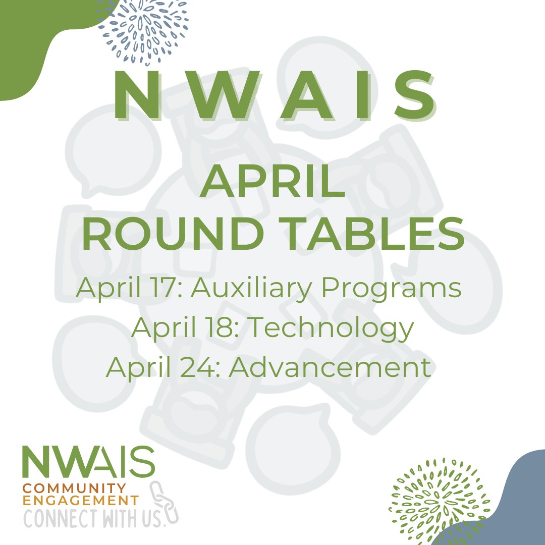 NWAIS Round Tables offer the opportunity to connect with other independent school employees with similar roles. Check out the sessions coming up in April and register on our website: nwais.org/events/event_l…