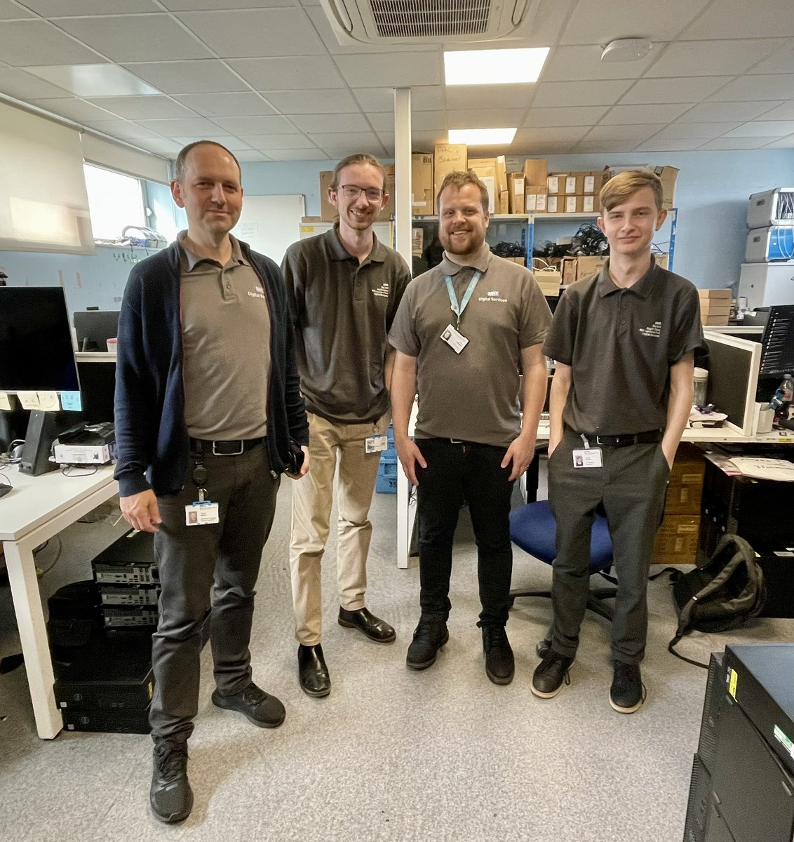 Thanks to Elliott, Peter, Kieran and Lucas (and Anthony) in the wonderful Digital Services team @MSEHospitals for helping me understand our #SouthendHospital service and infrastructure today #TeamMSE