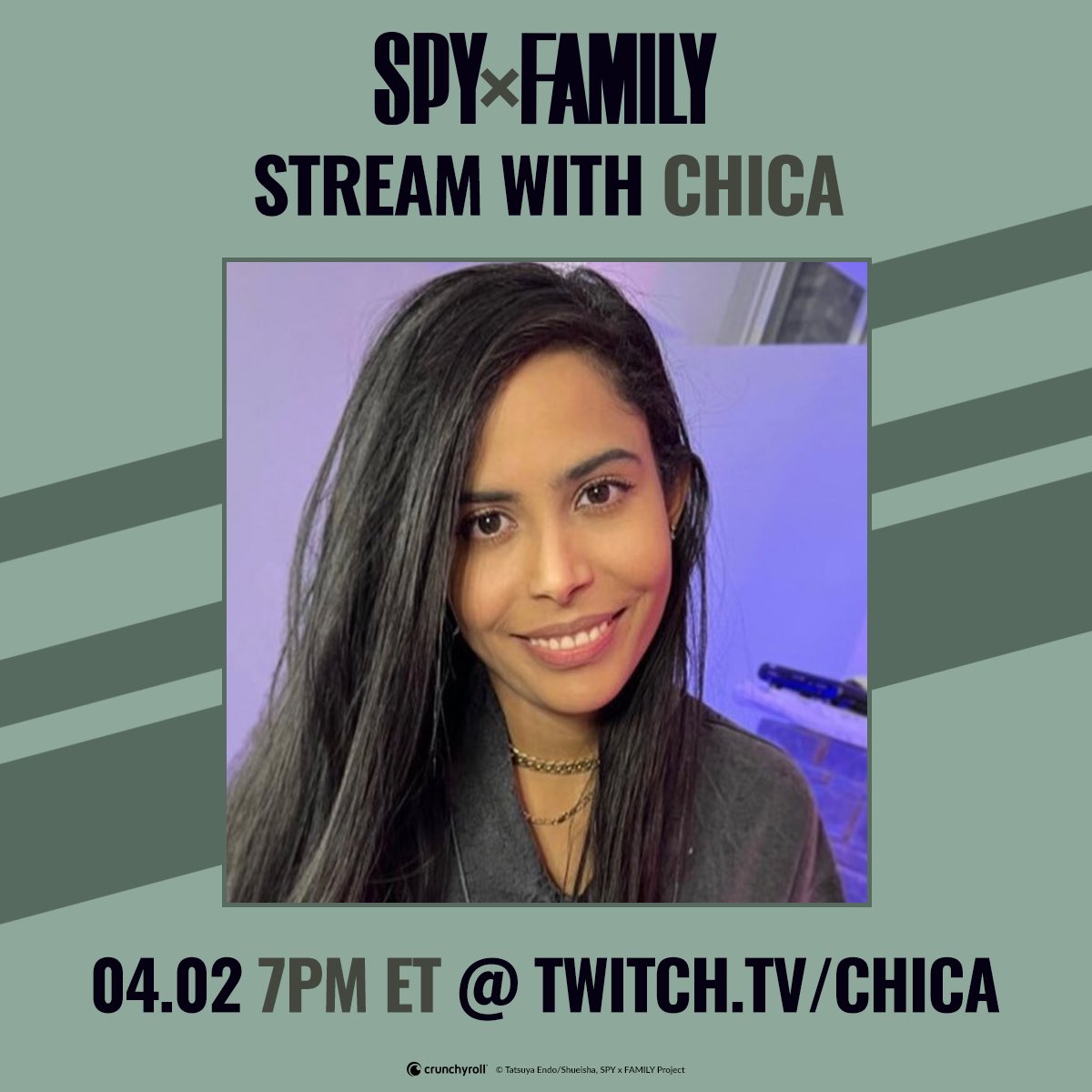 Pollos!! 🐥 I got the COOLEST chance to partner with @crunchyroll on the #spyxfamily series! Tune in to see me react to episodes 30 &amp; 31! 👀 

crunchyroll.com/SxFchica
#crunchyrollpartner @spyxfamily_en