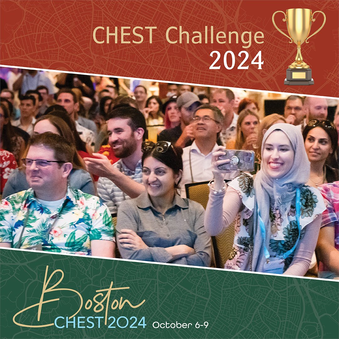 Attention fellows! The #CHESTChallenge2024 quiz is now open. Are you ready to face off against your peers for a shot at competing in the CHEST Challenge Championship in Boston? Take the quiz by April 30! hubs.la/Q02ry1bH0 #CHEST2024