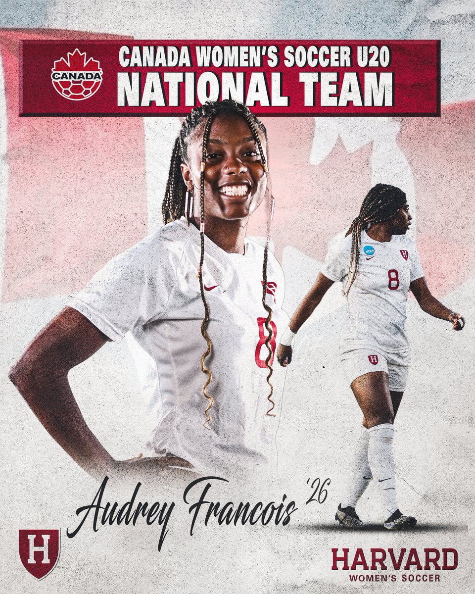 Audrey Francois is heading to Germany! Francois was selected to represent Canada on the @CANWNT U20 women's national team when it competes in a series of international friendlies this week! Congratulations and good luck, Audrey! 📰 | bit.ly/4aHLvsx #OneCrimson