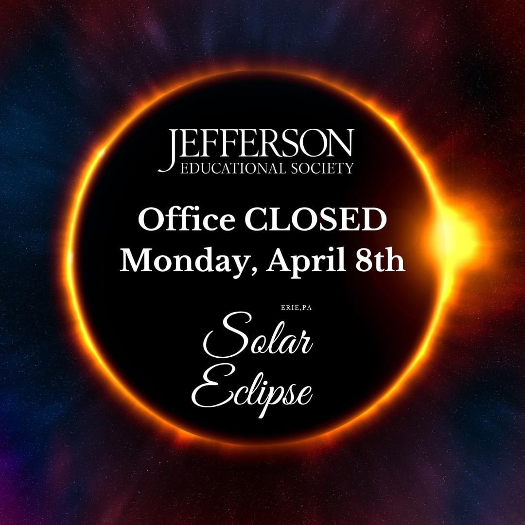 Total Solar Eclipse 🌞🌑 Erie, PA is deep in the path of totality and, with our community expecting hundreds of thousands of visitors to see this historic event, the JES office will be closed for the safety of our employees and members on Monday, April 8, 2024.
