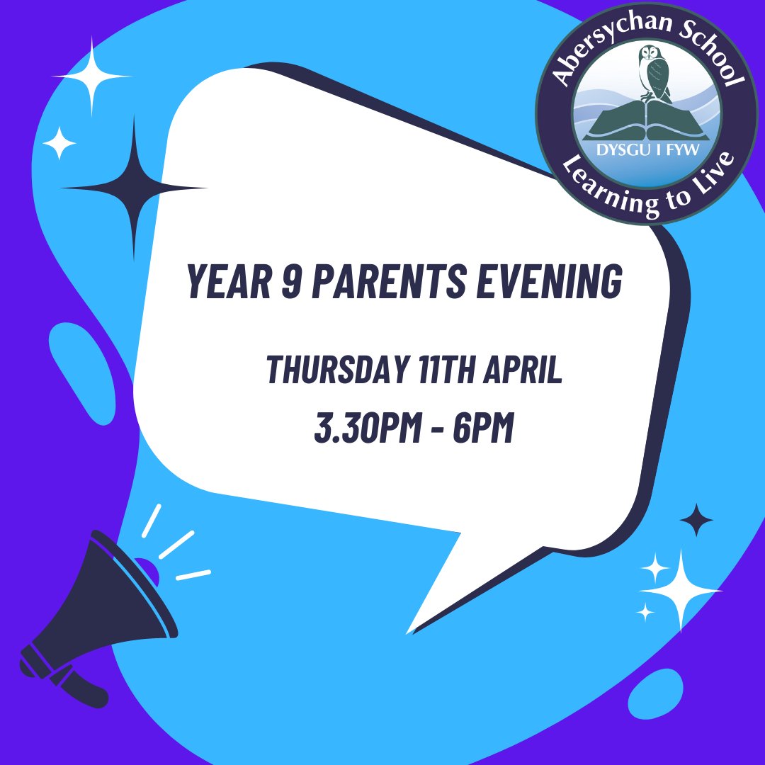 📢 Year 9 Parents/Carers Evening Thursday 11th April, 3.30pm - 6pm. Please make every effort to attend! #Abercommunity