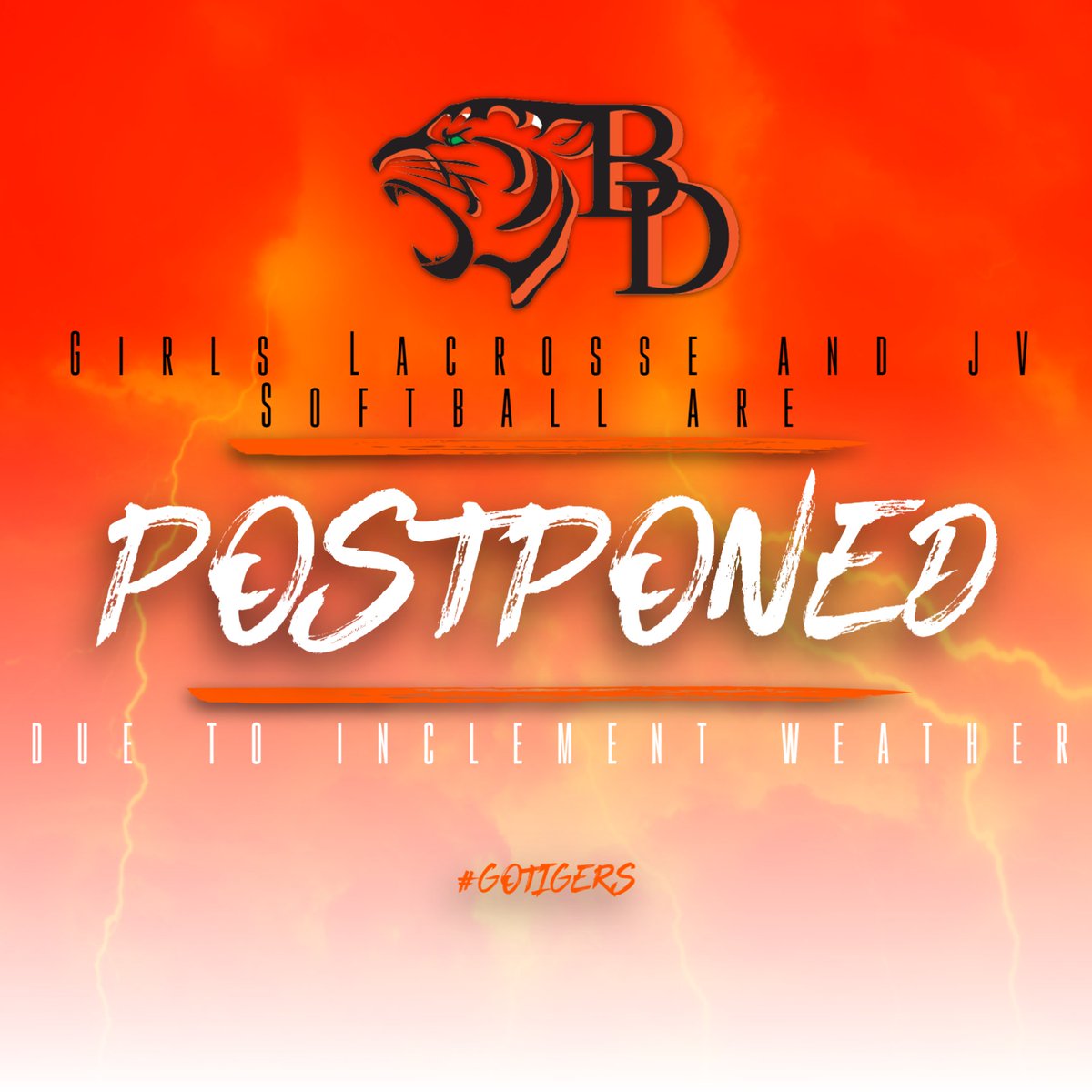 Girls Lacrosse and JV Softball are postponed. Girls Lacrosse will be made up 4/26 and JV Softball will be 4/15