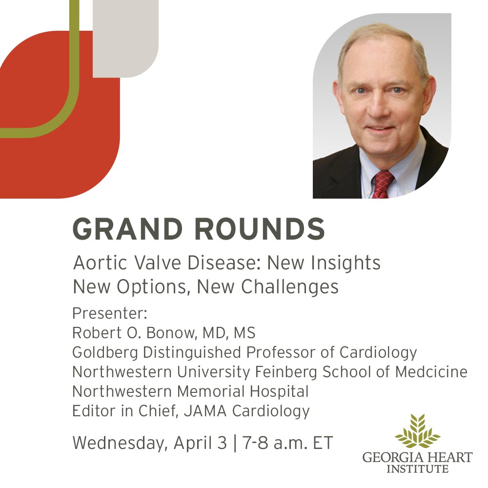 Join us tomorrow morning for our Grand Rounds series for the month of April! We're delighted to host Dr. Robert O. Bonow as our guest lecturer presenting on Aortic Valve Disease. Add this event to your calendar and tune in LIVE on Wednesday, April 3 at 7am ET to view and receive