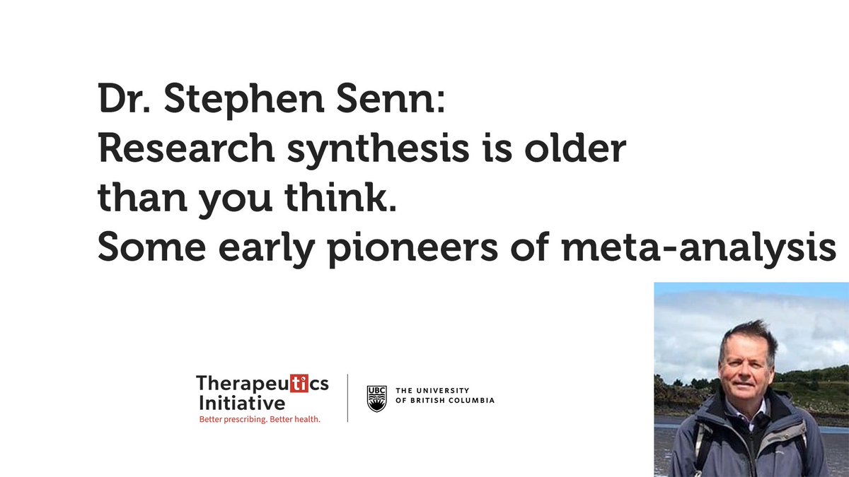 🆕UBC TI #ResearchMethods webinar recording 😍 Professor @StephenSenn's overview of the history of research synthesis: ti.ubc.ca/research-synth… #EvidenceSynthesis #MetaAnalysis #ResearchSynthesis @rlmcelreath @_MiguelHernan