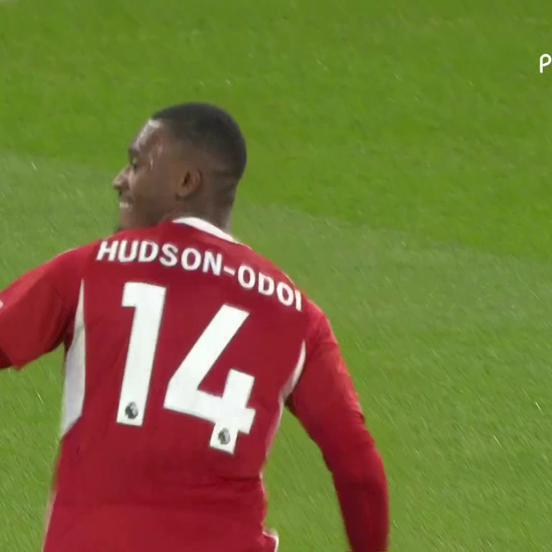 Morgan Gibbs-White plays a perfect ball to Callum Hudson-Odoi, who slots it home to give Nottingham Forest an important lead over Fulham. 🏴󠁧󠁢󠁥󠁮󠁧󠁿📺 @peacock | #NFOFUL