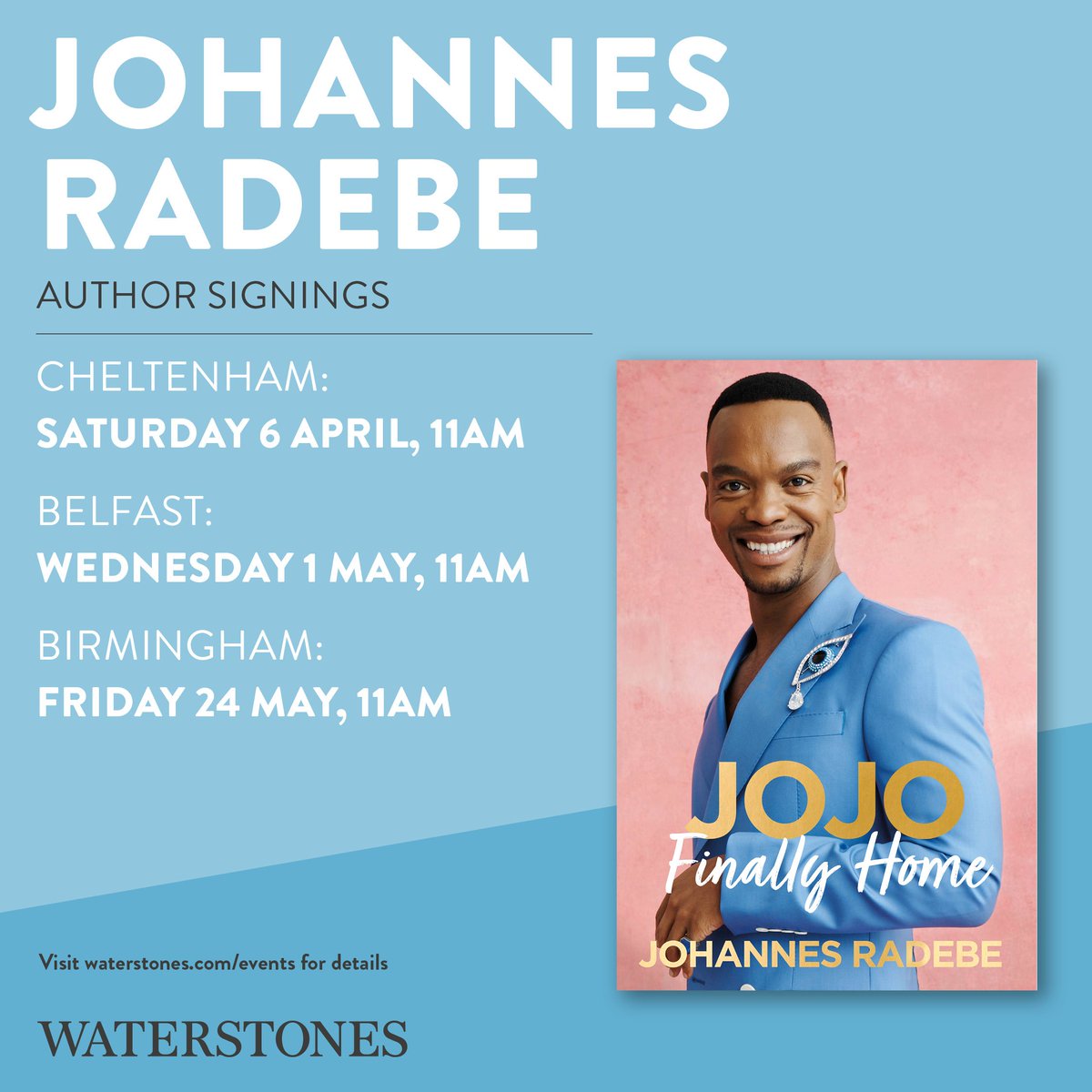 We are super excited to be welcoming the fabulous @jojo_radebe to Cheltenham this coming Saturday 6th April at 11am. For a chance to meet Johannes and get your book signed purchase your ticket at: waterstones.com/events/meet-jo…