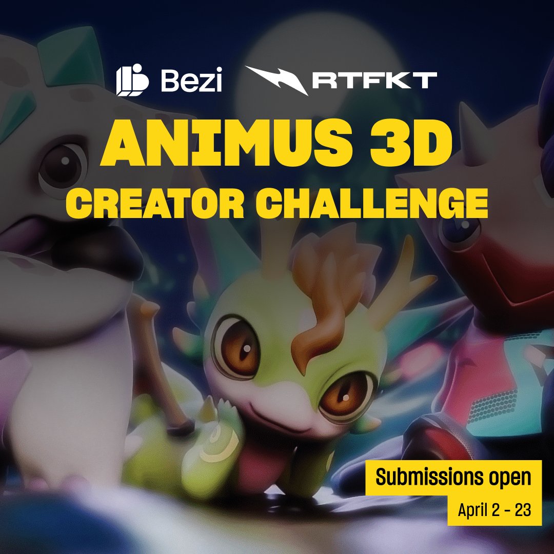BeziHQ's tweet photo. Bezi is excited to collaborate with @RTFKT @RTFKTcreators on the "Animus 3D Creator Challenge"—to empower creativity and innovation within the creator community!

Details and registration: https://t.co/hrzwEaZCk5 https://t.co/SZNe5XGDbz