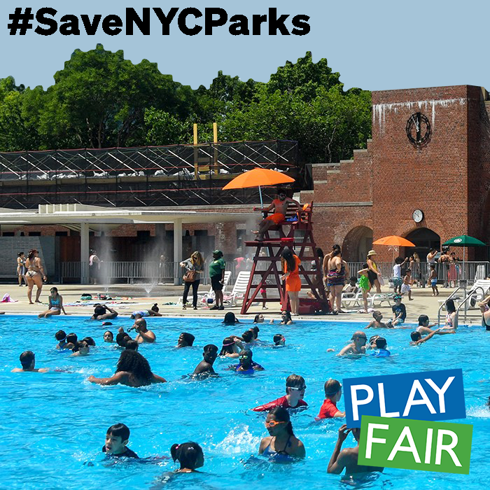 Did you know? @NYCParks operates 65 public pools throughout NYC!

@NYCMayor's inequitable budget cuts threaten safety and accessibility at pools, parks, playgrounds and rec centers citywide.

Write a letter to #SaveNYCParks: bit.ly/no-cuts-to-nyc…

#PlayFair #1Percent4Parks