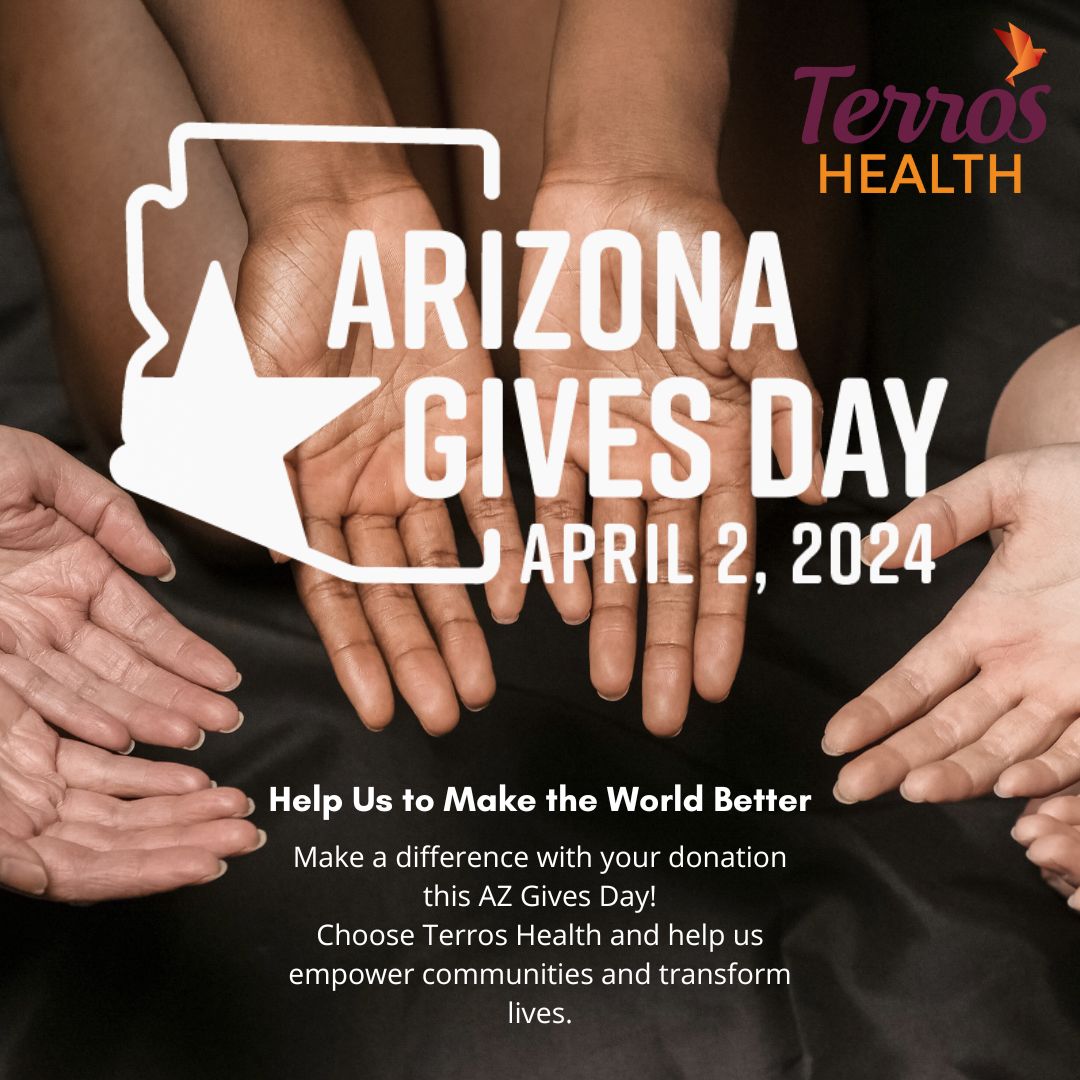 This AZ Gives Day, your generosity can make a tangible difference in the lives of those in need. Choose Terros Health as your AZ Gives organization for donations. #AZGives #TerrosHealth #CommunitySupport #GiveHope