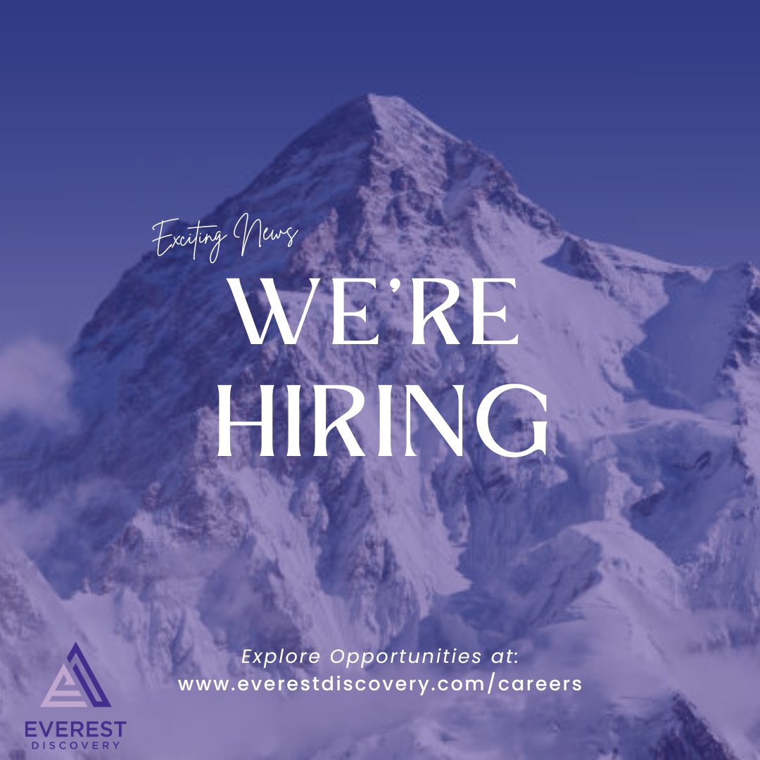 EverestDisco's tweet photo. 🌟 Join our team! Explore career opportunities in litigation support and eDiscovery with Everest Discovery.

Check out our Careers page: https://t.co/GZAOw0i6Df #JoinOurTeam #CareerOpportunities 🚀 https://t.co/S7BLVDKGyX