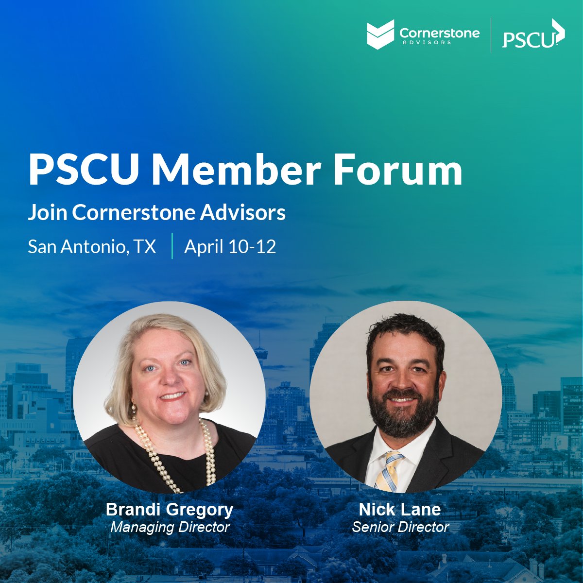 If you're attending the @WearePSCU Member Forum, catch up with @BrandiBDOG2007 and Nick Lane while there! ##PSCUMemberForum #UnitedInVision