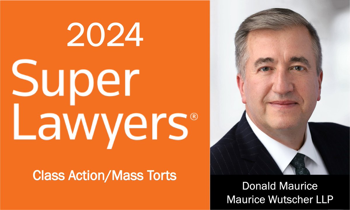 Donald Maurice, an attorney at national business and financial services law firm Maurice Wutscher LLP, has been named a New Jersey Super Lawyer in the area of Class Action/Mass Torts. #financialservices #receivables

mauricewutscher.com/maurice-wutsch…