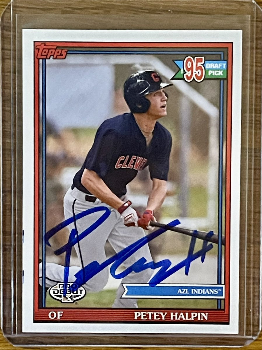 haldcottingham's tweet photo. Added another Petey auto to the collection today. That’s Petey auto no. 426. @peteyhalpin @CleGuardians @AkronRubberDuck @CLBClippers @Topps @MiLB @MLB #petey #halpin #Cleveland #guardians #BaseBall #baseballcards https://t.co/7XSFwrGwxF