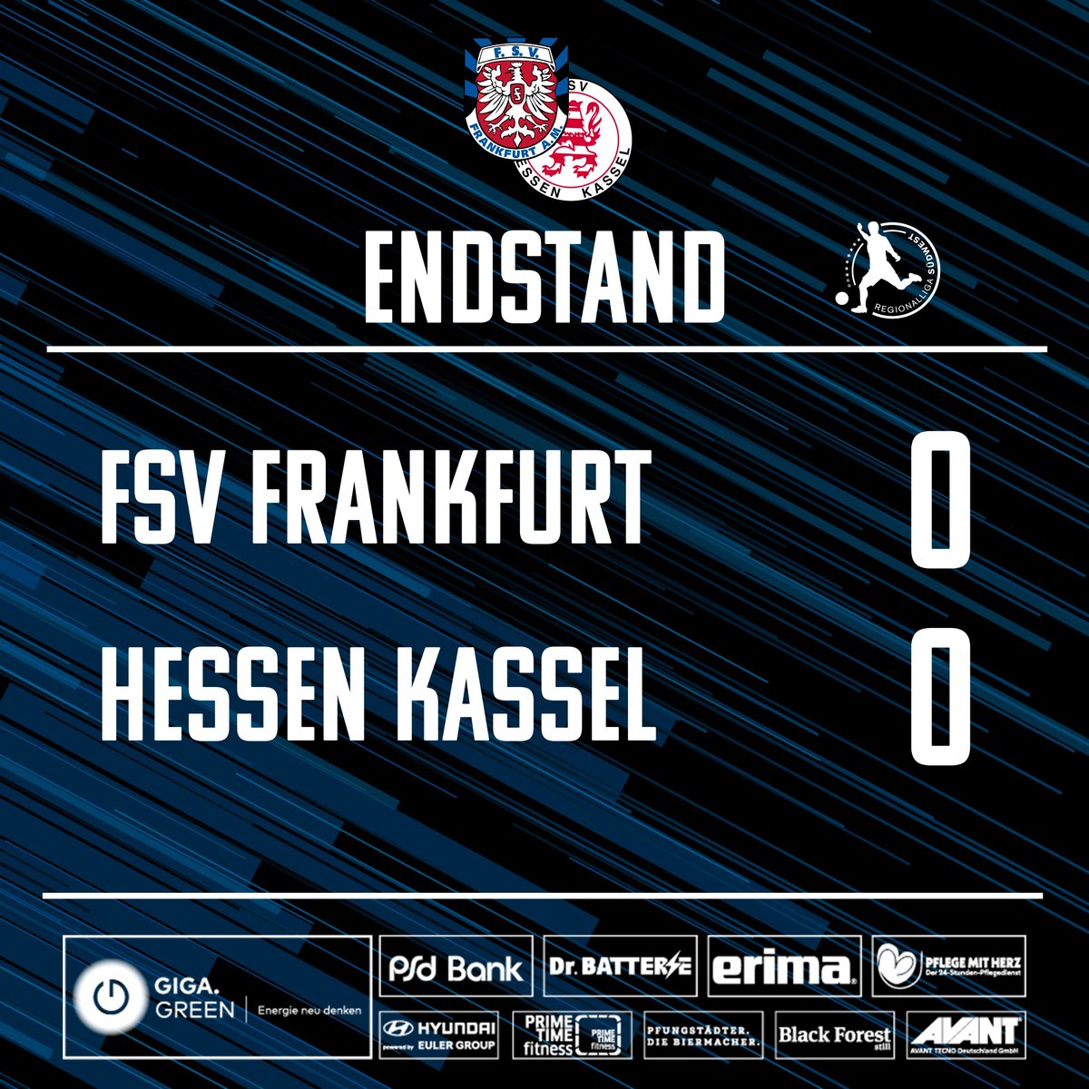 Das Auswärtsspiel in Kassel endet torlos.

#WIRsindFSV #FSVFrankfurt #KSVFSV