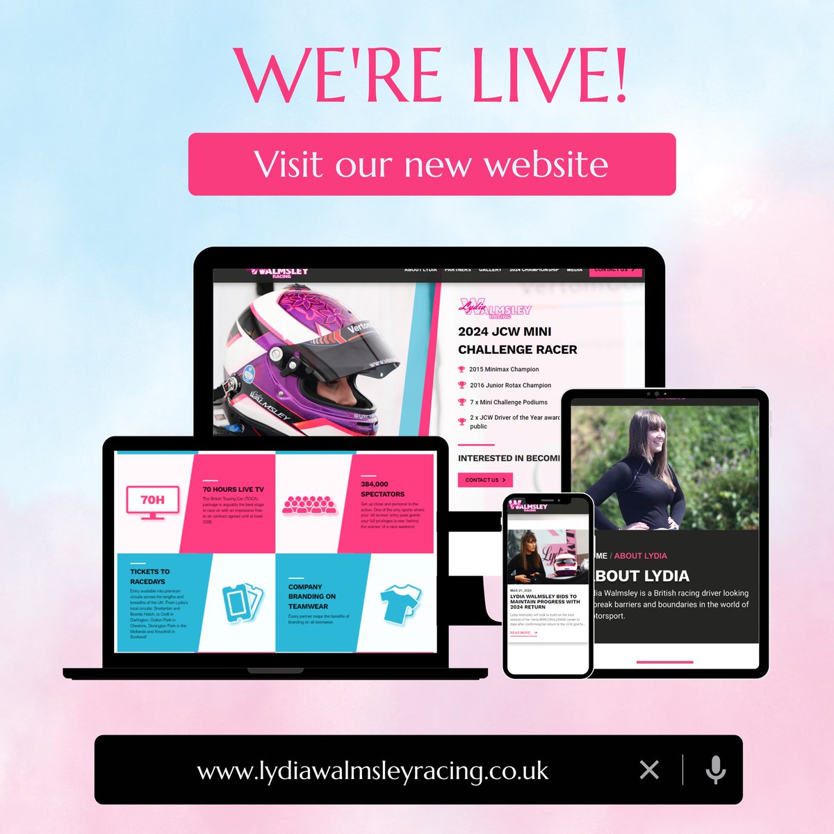 My STUNNING new website is LIVE 😍 Massive thank you to the amazing team at @simple_click in Ipswich for getting this ready ahead of race season! Check it out at lydiawalmsleyracing.co.uk 😉