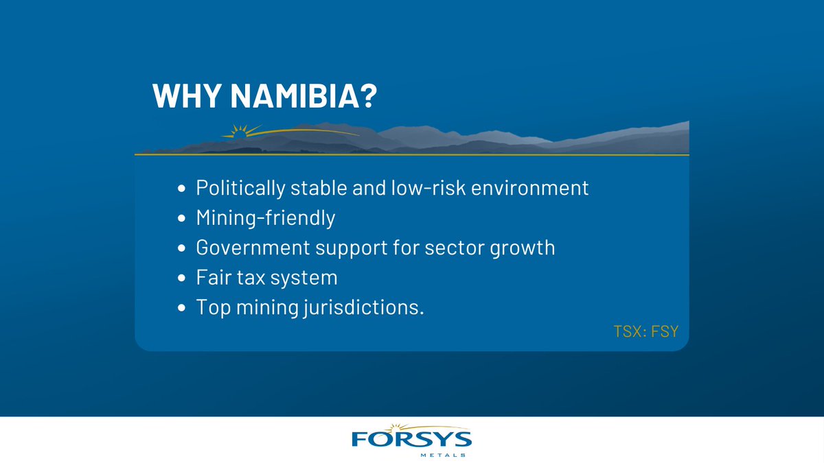Namibia offers a politically stable and low-risk environment that is mining-friendly, with government support for sector growth, a fair tax system, and a strong ranking in the 2021 Fraser Survey of mining jurisdictions: forsysmetals.com/norasa/ $FSY #Mining #Exploration #Drilling